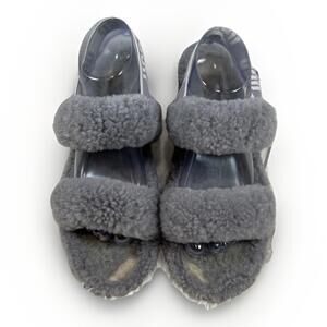 UGG OH YEAH Women Slingback Slipper Sandal Slingback Gray Size 9 US Fluff Wool